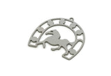 Steel Horse Charm, 4 Stainless Steel Horseshoe Charms With 1 Loop, For Jewelry Making (30x31x0.80mm) SMP3101