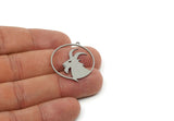 Chinese New Year Charm, Brass/Steel/Copper Year Of The Goat Charms With 1 Loop, Zodiac Charm For Jewelry Making (30x28x0.80mm) SMP3270