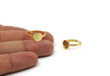 Gold Adjustable Ring, 4 Gold Plated Brass Adjustable Round Rings N0088 H0433