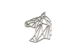 Steel Horse Charm, 6 Stainless Steel Horse Charms, For Jewelry Making (31x23x0.80mm) SMP3001