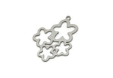 Steel Flower Charm, Stainless Steel Flower Charms With 1 Loop, Charm Pendants, Earring Findings (30x22.5x0.80mm) SMP3304