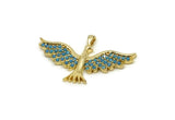Gold Bird Charm, 2 Gold Plated Phoenix, Cubic Zircon, CZ Pave Phoenix Bird Charm, Zircon Charm Pendants With 1 Loop (16x28mm) SY0166