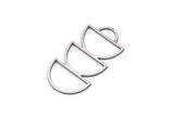 Steel Charm, 6 Stainless Steel D Shaped Charms, Pendants, Findings (30x16x0.80mm) SMP3025