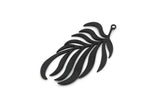Black Leaf Charm, 2 Oxidized Black Brass Leaf Charms, Brass Earring Charms, Charms for Jewelry Making (49x25x0.80mm) SMP1451 A5967