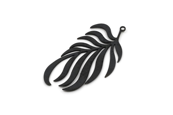 Black Leaf Charm, 2 Oxidized Black Brass Leaf Charms, Brass Earring Charms, Charms for Jewelry Making (49x25x0.80mm) SMP1451 A5967