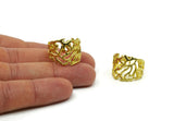 Boho Lace Ring, Raw Brass Adjustable Bohemian Modern Lace Rings N0146