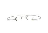 Silver Moon Star Cuff, Antique Silver Plated Brass Open Bangles With Moon And Star Ending BS 2028