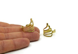 Brass Wing Ring, 2 Raw Brass Adjustable Wing Rings N0070