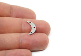 Moon Charm, Raw Brass/Stainless Steel/Raw Copper Crescent Moon Charms With 3 Holes, Findings (16.5x4.5x0.80mm) SMP3365