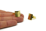 Brass Ring, 2 Raw Brass Adjustable Square Rings N0095