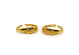 Gold Adjustable Ring, 4 Gold Plated Brass Leaf Theme Adjustable Rings (17mm) SY0134 H0341
