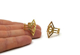 Brass Diamond Ring, 2 Raw Brass Adjustable Diamond Rings N0001