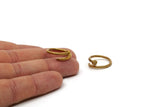 Brass Nail Ring, 2 Raw Brass Adjustable Nail Rings - (15mm) D0433