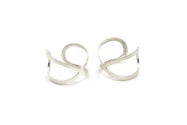 Copper Infinity Ring - 4 Antique Silver Plated Copper Adjustable Infinite Ring Settings - 16-17mm / 23 Gauge Mn88
