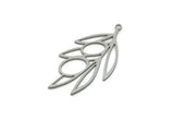 Steel Leaf Charm, 6 Stainless Steel Olive Branch Charms With 1 Loop, Charm Pendants (40x21x0.80mm) SMP3043