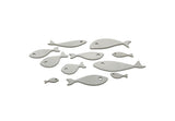 Steel Fish Charm, 2 Stainless Steel Fish Charms, Blanks, Findings SMP3091
