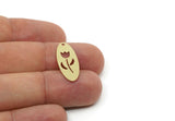 Brass Oval Charm, Raw Brass Flower Charms With 1 Hole, Earring Findings, Customized Parts For Jewelry Making (25x10x0.60mm) SMP3199