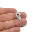 Custom Drop Charms for Jewelry Making, Personalized Brass, Copper, Stainless Steel Heart Pendant With 14 Hole (25x12mm) SMP3157