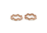 Rose Gold Wavy Ring, 2 Rose Gold Plated Brass Wavy Rings (18mm) N0357