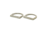 Silver D Ring, 2 Antique Silver Plated Brass Hammered D Shape Rings (17.5mm) N0164