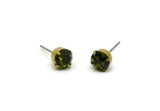 Brass Stud Earrings, 6 Olivine Crystal Rhinestone Beads Brass Stud Earrings Brass Setting for SS28 - 6mm SS28 F100