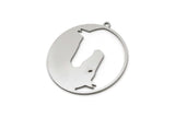 Steel Round Charm, 4 Stainless Steel Horse Patterned Charms With 1 Loop, For Jewelry Making (31.5x29.5x0.80mm) SMP3004