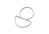 Steel Round Charm, 6 Stainless Steel Round And D Shaped Charms, Circles Charm, Pendants, Findings (30x22.5x0.80mm) SMP3020