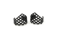 Black Riddled Ring - 4 Oxidized Brass Black Adjustable Riddled Ring Settings (16x17mm / 23 Gauge) MN11