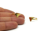 Brass Triangle Ring, 6 Raw Brass Adjustable Geometric Triangle Rings N0019