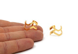 Double Chevron Ring, 3 Gold Plated Double Chevron Adjustable Rings Settings (16x17mm) 23 Gauge Mn03 Q0311