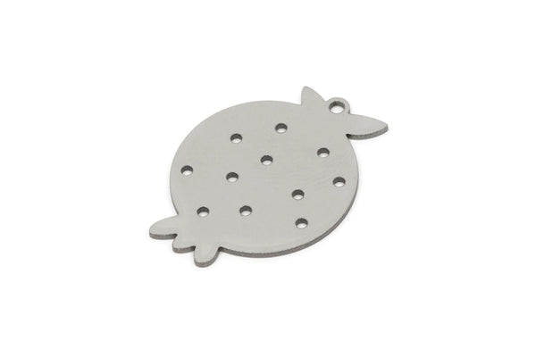 Steel Pomegranate Charm, 12 Stainless Steel Pomegranate Charms With 1 Loop, Charm Pendants, Findings (25x19.5x0.80mm) SMP2712
