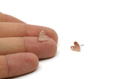 Copper Heart Earring, 6 Raw Copper Heart Stud Earrings With 1 Hole (8x1mm) M02180 SY0418