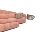 Silver Ring Settings, 2 Antique Silver Plated Brass Adjustable Duke Rings N0020