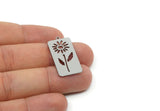 Customized Charm, For Jewelry Making Brass/Steel/Copper Geometric Shaped Flower Charm With 1 Loop, Rectangle Jewelry (25mm) SMP3172