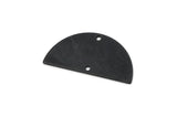 Semi Circle Charm, 4 Oxidized Black Brass Semi Circle Pendants With 2 Holes, Blanks (30x15x0.80mm) D0388