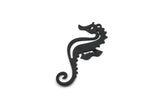 Sea Horse Charm, 4 Oxidized Black Brass Sea Horse Shaped Charms With 1 Loop (32x14x0.60mm) SMP0156 Y161