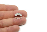 Customized Geometric Findings, Raw Brass/Stainless Steel Round Charms With 1 Hole, For Jewelry Making (15.5x0.80mm) SMP3160