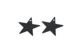 Black Star Charm, 24 Oxidized Black Brass Star Charms With 1 Hole, Stamping Tag, Findings, Blanks, (15mm) Brs 626 A0297