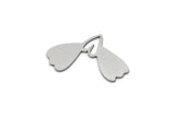 Steel Heart Charm, 24 Stainless Steel Heart Charms, Earring Findings (15x26x0.80mm) SMP2948
