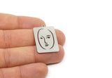 Customized Geometric Charm, For Jewelry Making Brass/Steel/Copper Rectangle Face Charm With 1 Loop, Personalized Jewelry (32x21mm) SMP3188