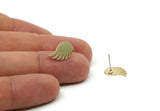 Brass Wing Earring, 8 Raw Brass Wing Stud Earrings, Findings (15x9x0.60mm) SMP3326