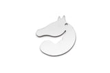 Steel Horse Charm, 6 Stainless Steel Horse Charms With 1 Hole, For Jewelry Making (27x24x0.80mm) SMP2996