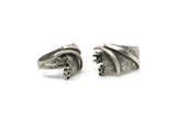 Silver Ring Settings, Antique Silver Plated Brass Claw Rings, Pad Size 4mm And Double Small Pads For 1.5mm Stones N0224