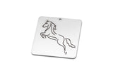 Steel Square Charm, 4 Stainless Steel Horse Patterned Square Charms With 1 Hole, For Jewelry Making (30x30x0.80mm) SMP2991