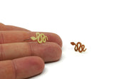 Brass Snake Earring, 12 Raw Brass Snake Stud Earrings (18x8x0.80mm) A2657