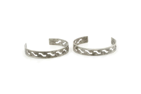 Silver Zigzag Cuff, Antique Silver Plated Brass Zigzag Cuff Bracelet Blank Bangles Without Holes (10x145x1mm) BRC124