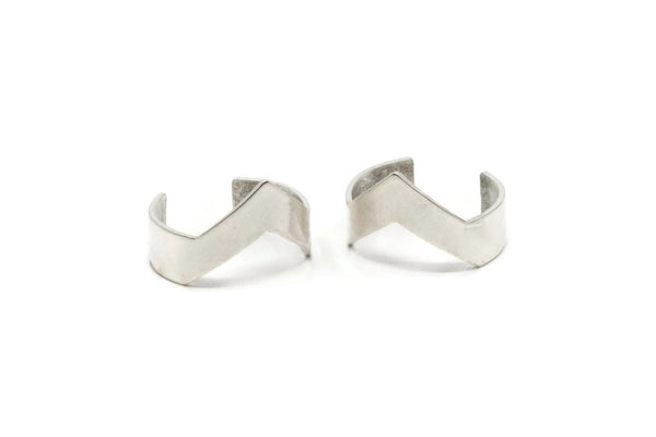 Silver Chevron Ring - 5 Antique Silver Plated Brass Adjustable Ring Setting - 16-17mm / 23 Gauge Mn04