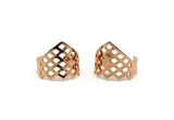 Rose Gold Riddled Ring, 2 Rose Gold Plated Brass Adjustable Riddled Ring Settings (16x17mm / 23 Gauge) MN11 Q0427