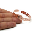 Copper Bangle, Raw Copper Adjustable Moon And Star Patterned Bracelet Cuff With 2 Holes (158x8x0.80mm) SMP3250