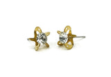Brass Stud Earrings, 8 Crystal Rhinestone Beads Brass Stud Earrings With 5 Holes, Brass Setting for SS24 - 5.3mm SS24 D1273